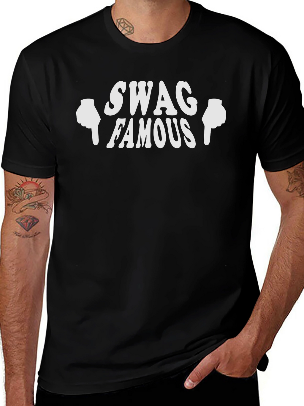 Swag Famous Black Graphic T-Shirt