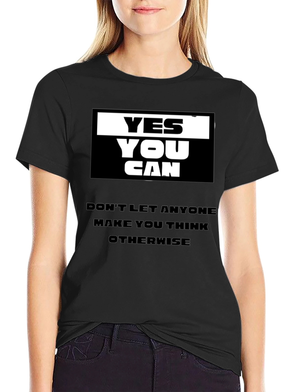 Yes You Can Black Graphic T-Shirt