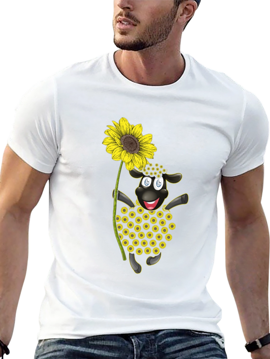 Sunflower Sheep Black T-Shirt