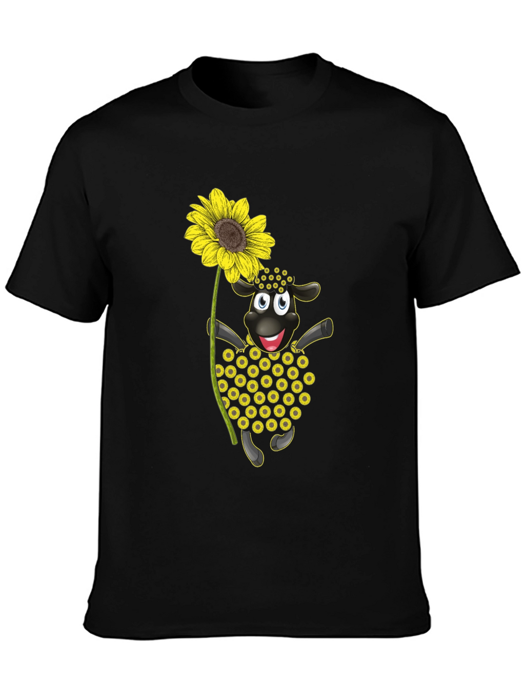 Sunflower Sheep Black T-Shirt