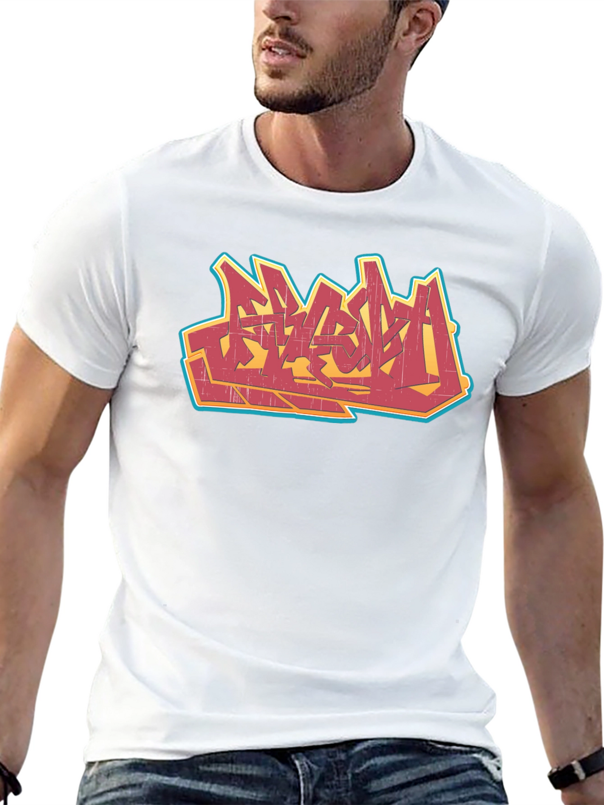 Urban Graffiti Graphic Tee - Black Cotton T-Shirt