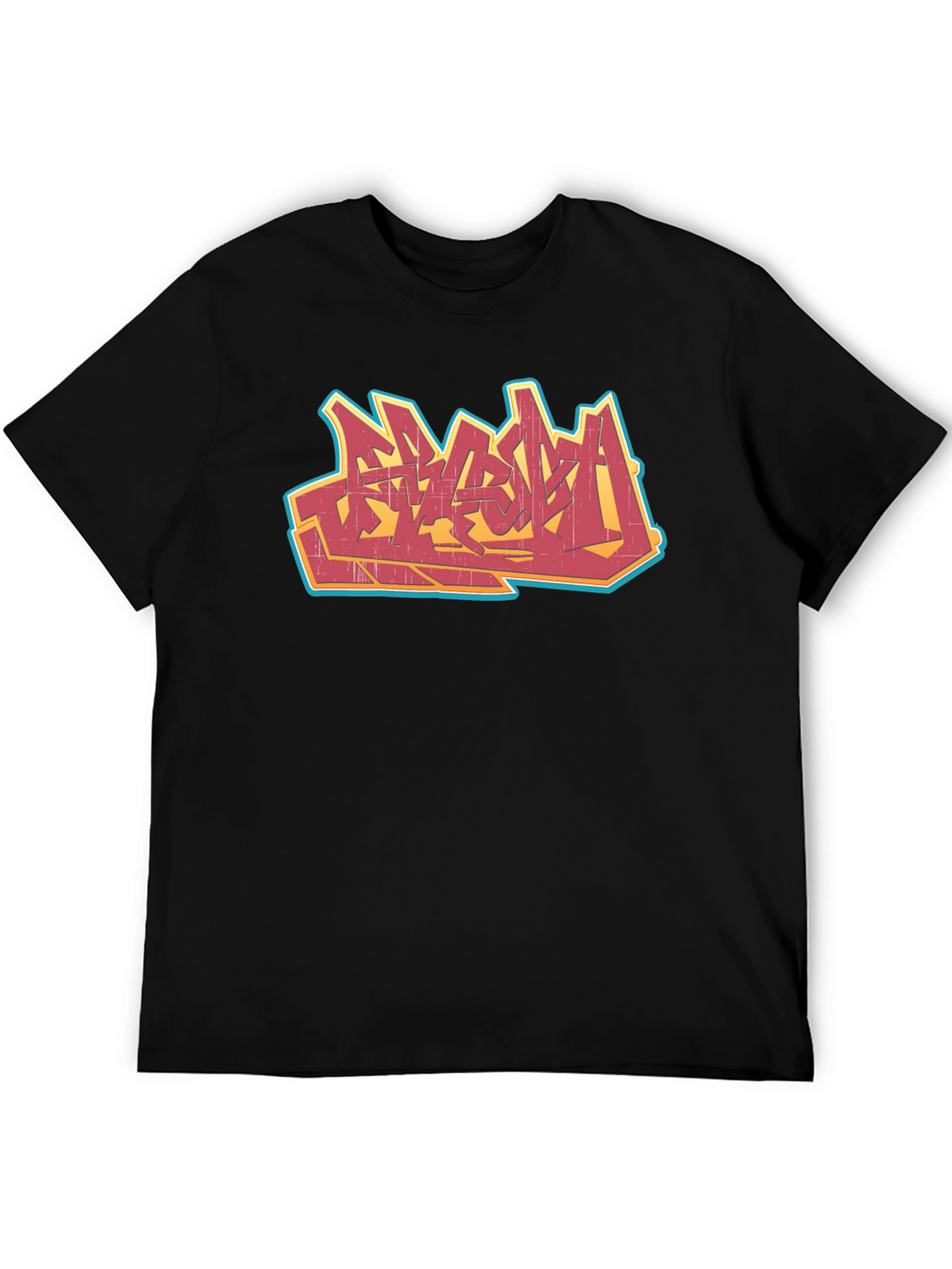 Urban Graffiti Graphic Tee - Black Cotton T-Shirt
