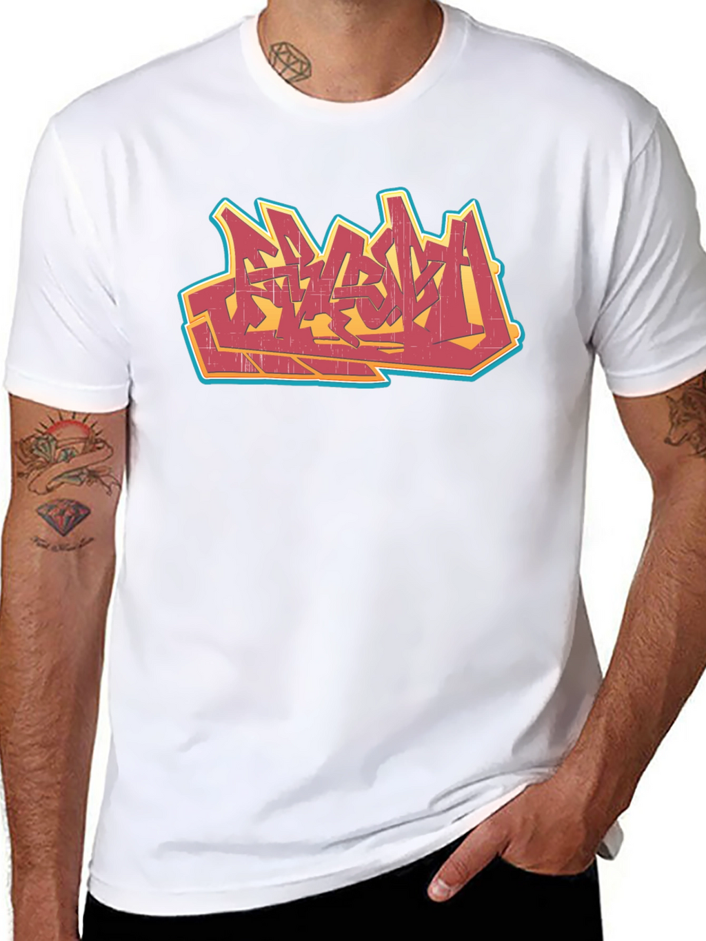 Urban Graffiti Graphic Tee - Black Cotton T-Shirt