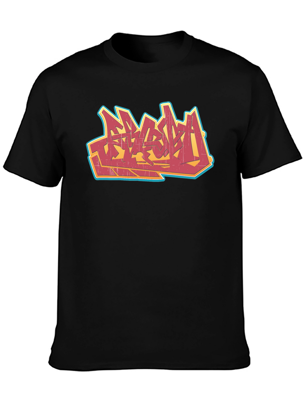 Urban Graffiti Graphic Tee - Black Cotton T-Shirt