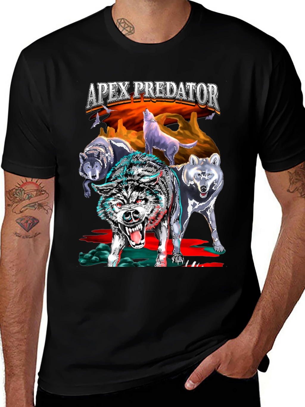Apex Predator Wolf Pack Black T-Shirt