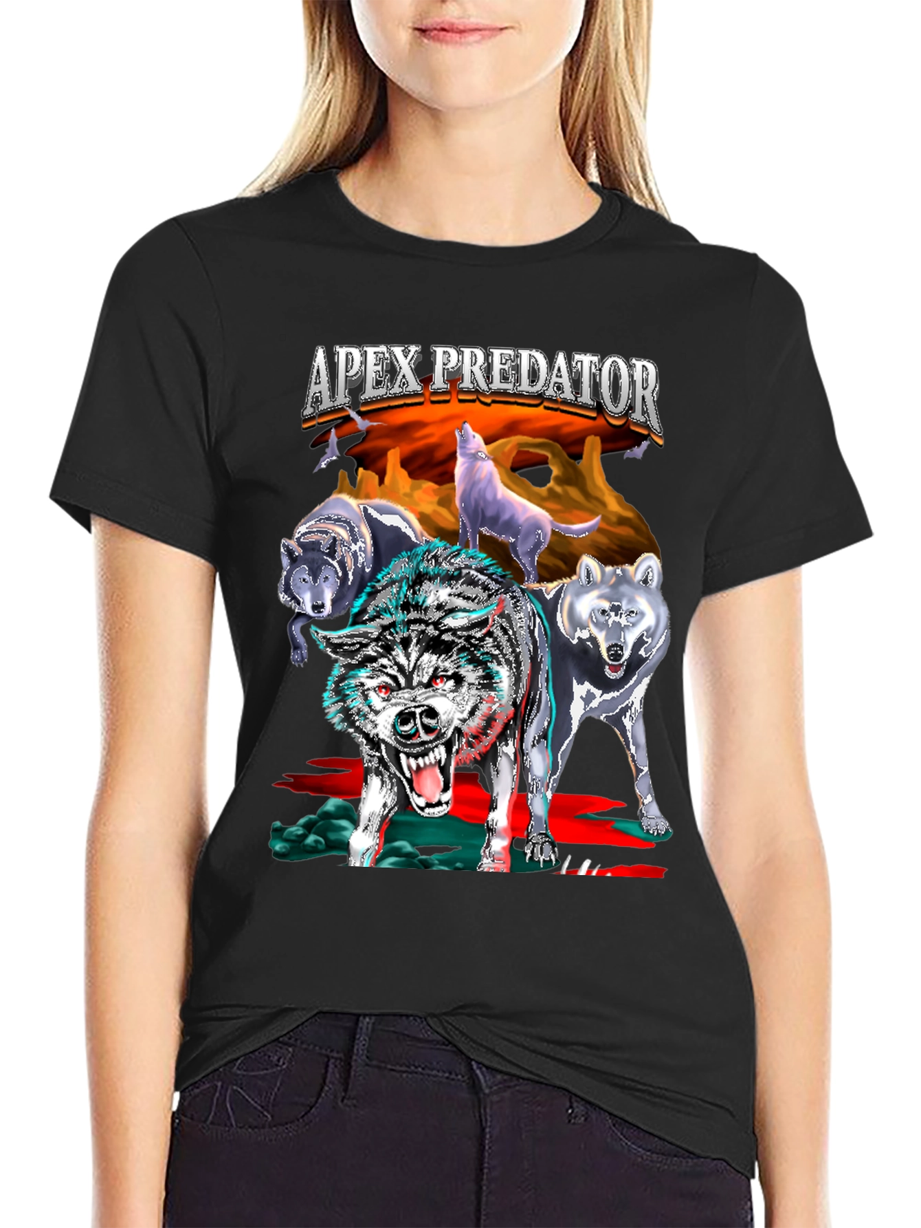 Apex Predator Wolf Pack Black T-Shirt