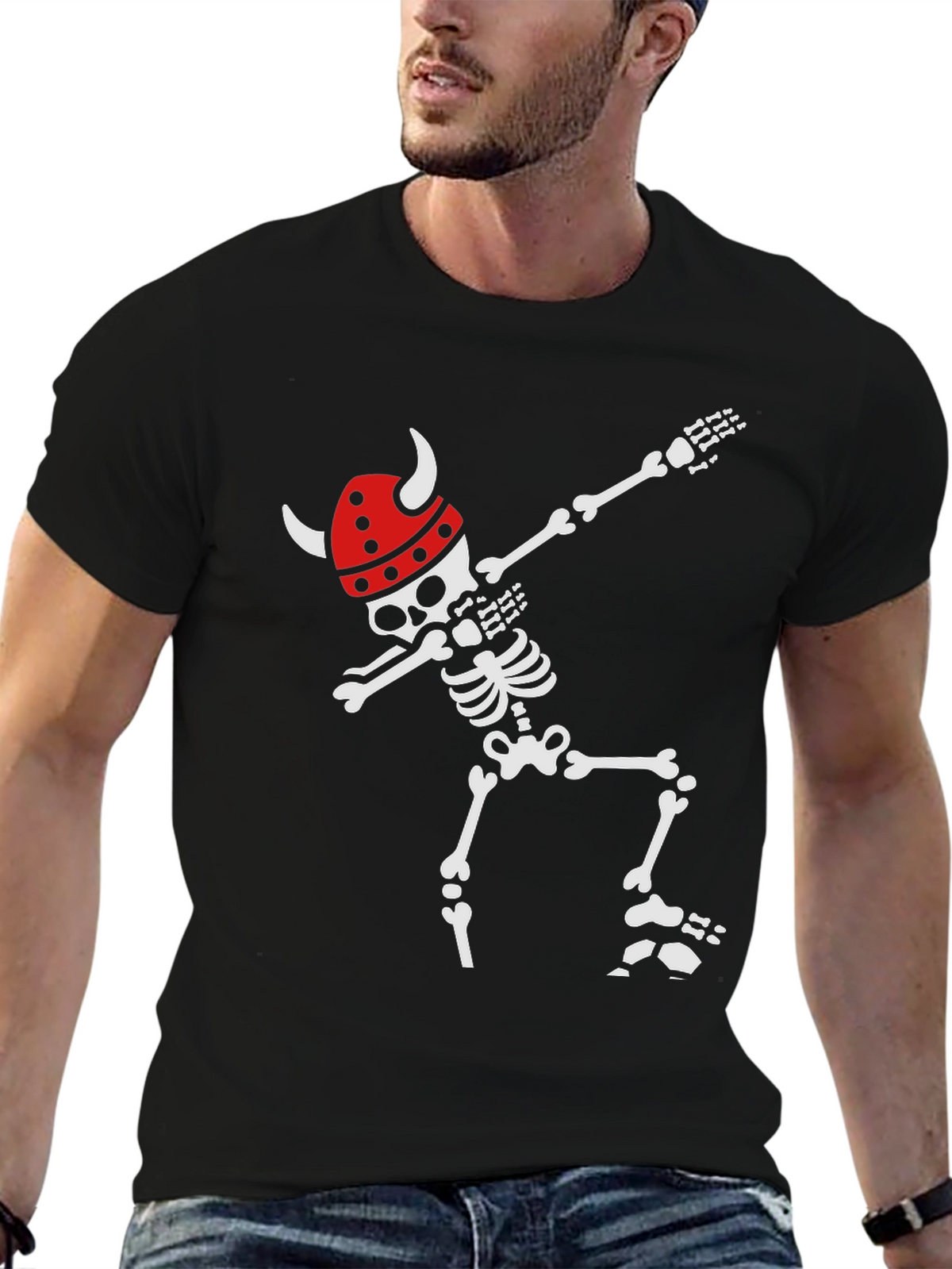 Skeleton Viking Dab Black T-Shirt