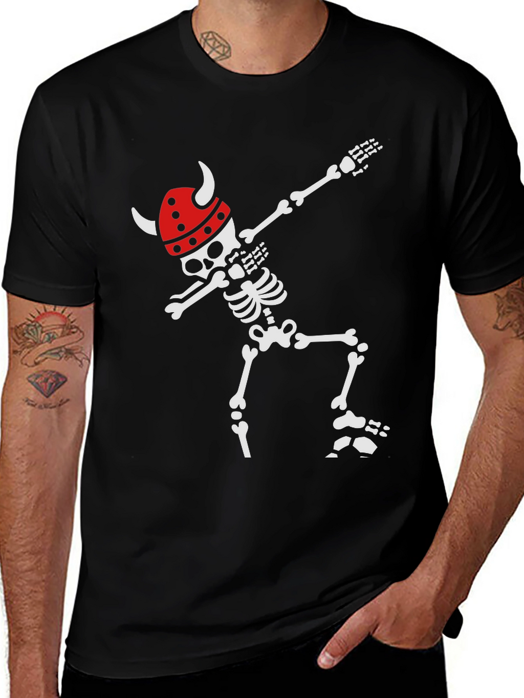 Skeleton Viking Dab Black T-Shirt
