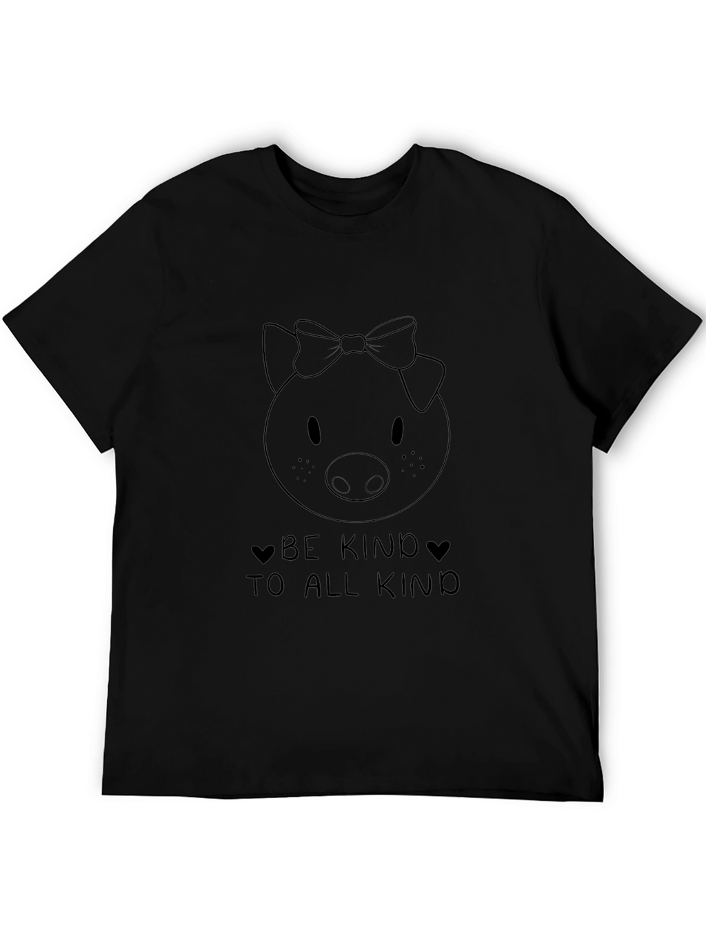 Be Kind Pig Graphic Black T-Shirt