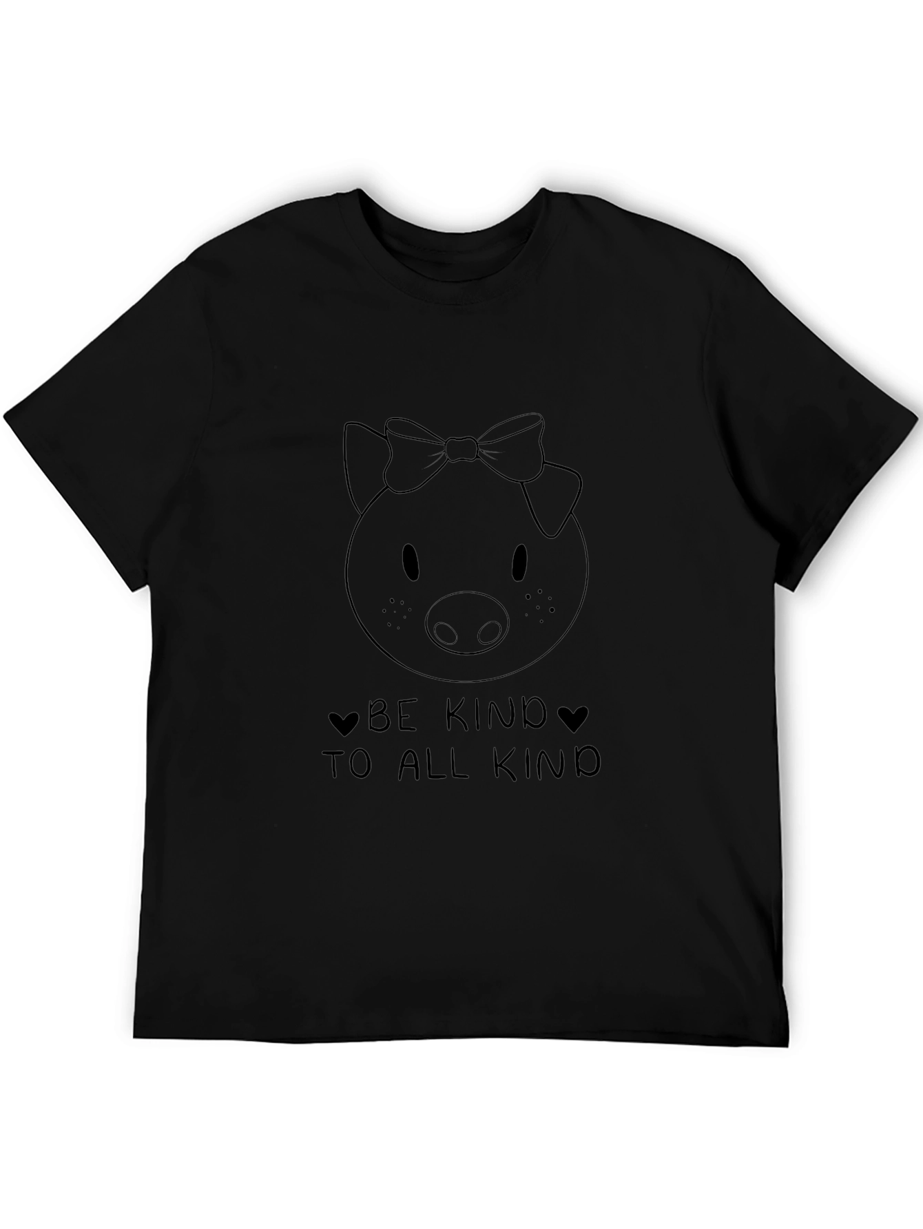Be Kind Pig Graphic Black T-Shirt