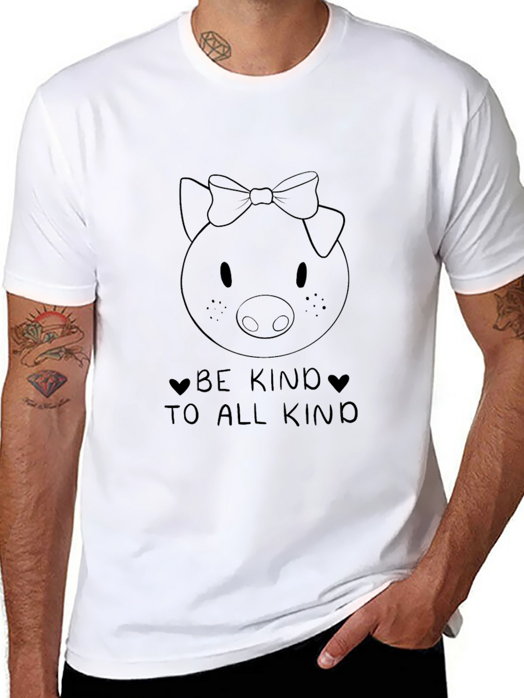Be Kind Pig Graphic Black T-Shirt
