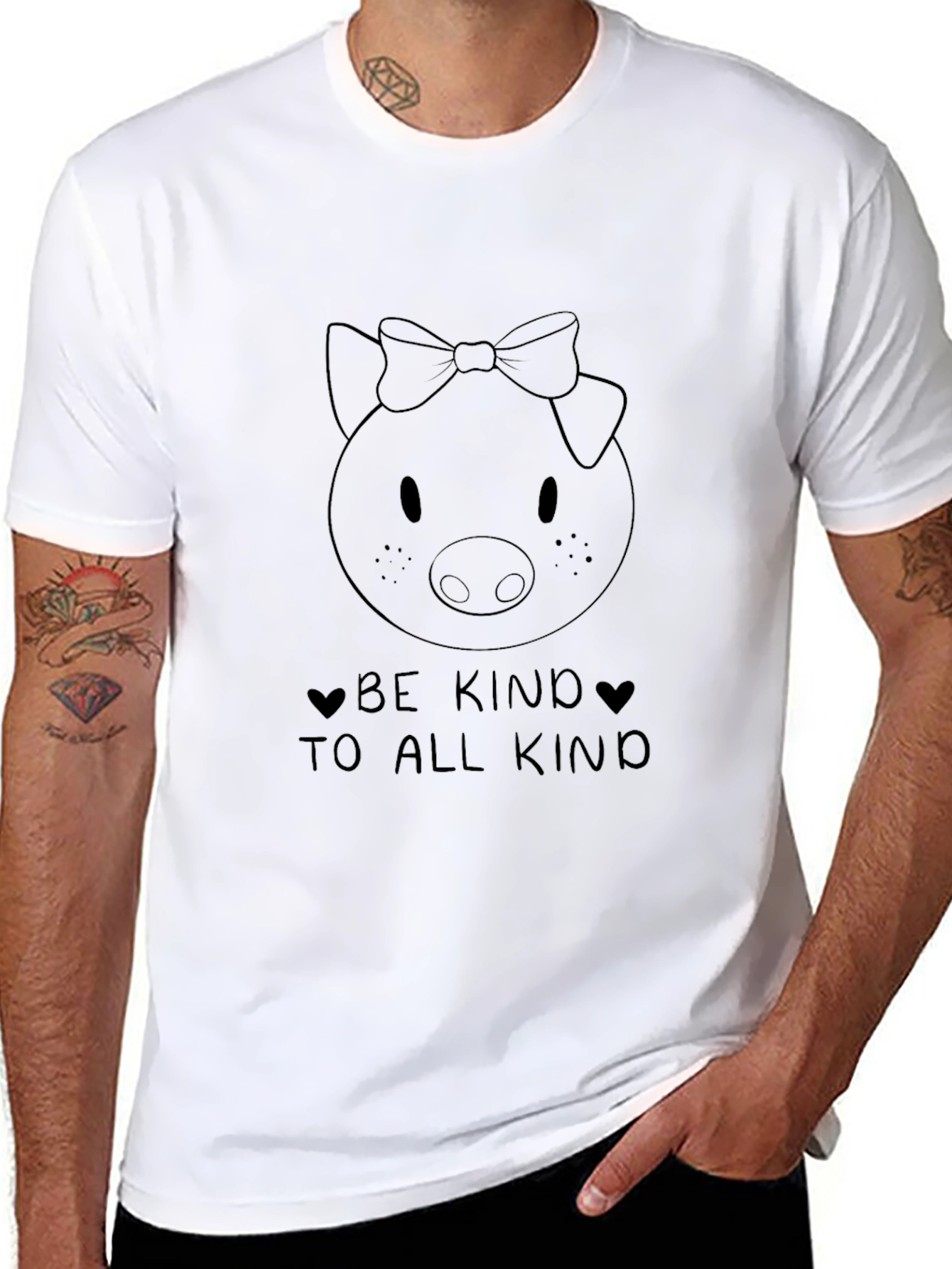 Be Kind Pig Graphic Black T-Shirt