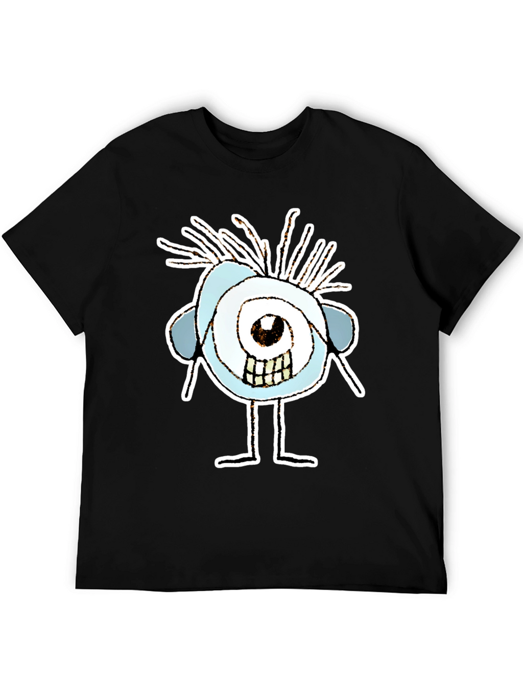 Abstract Eye Cartoon Graphic Black T-Shirt