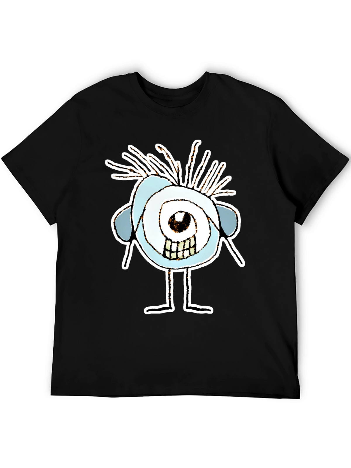 Abstract Eye Cartoon Graphic Black T-Shirt
