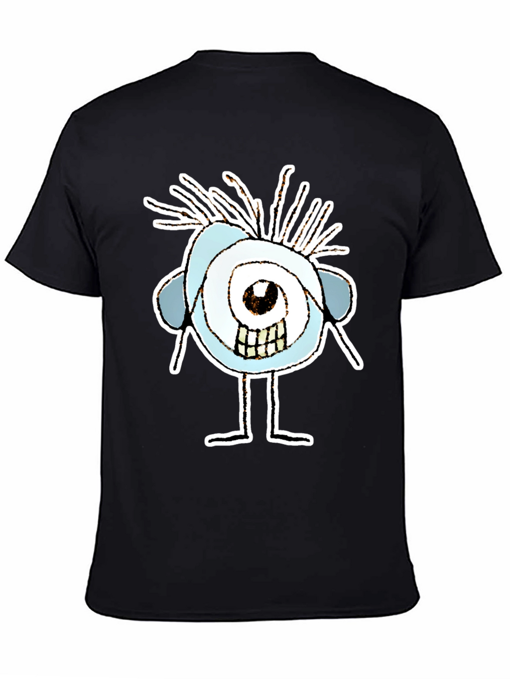 Abstract Eye Cartoon Graphic Black T-Shirt