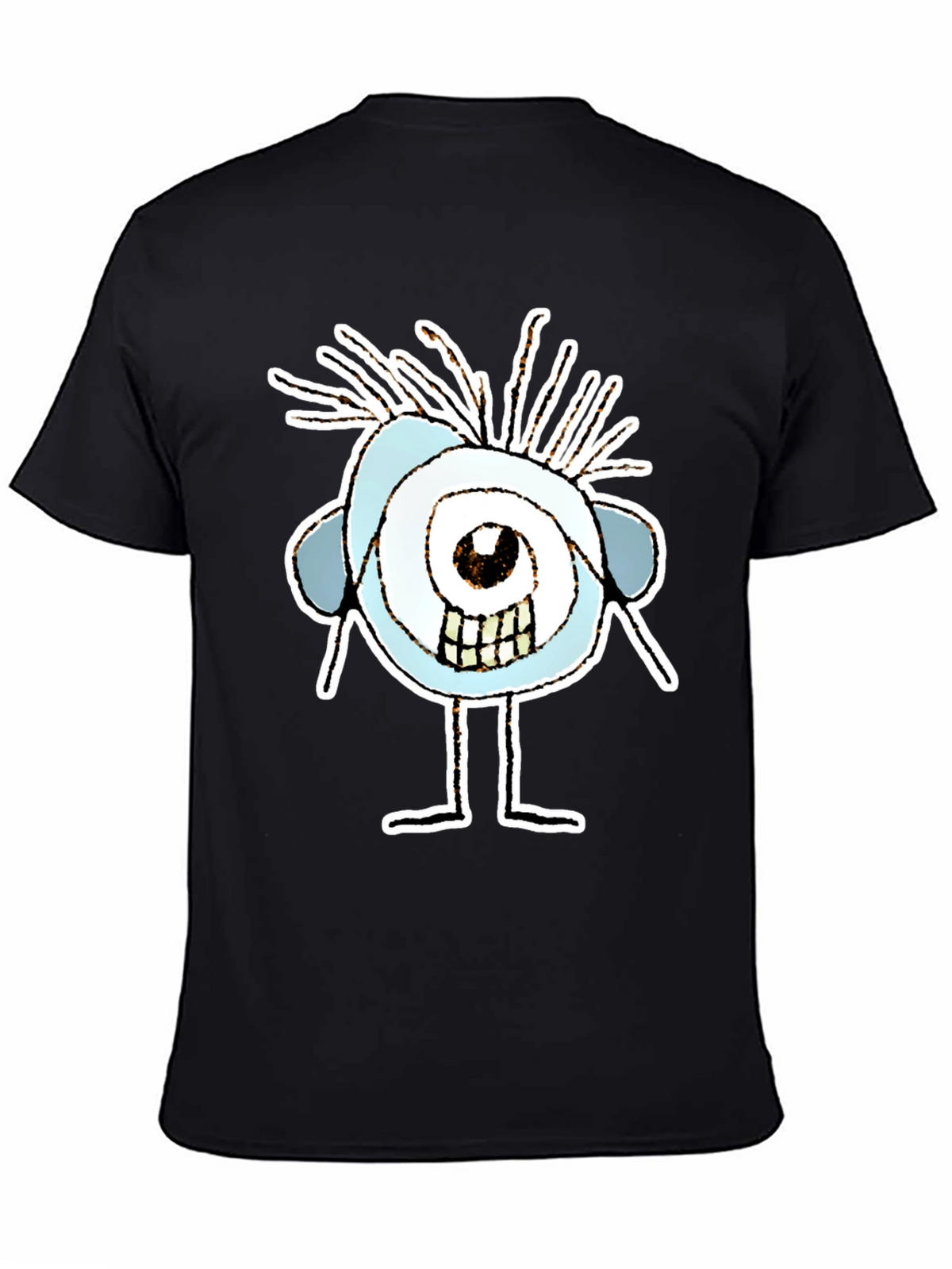 Abstract Eye Cartoon Graphic Black T-Shirt