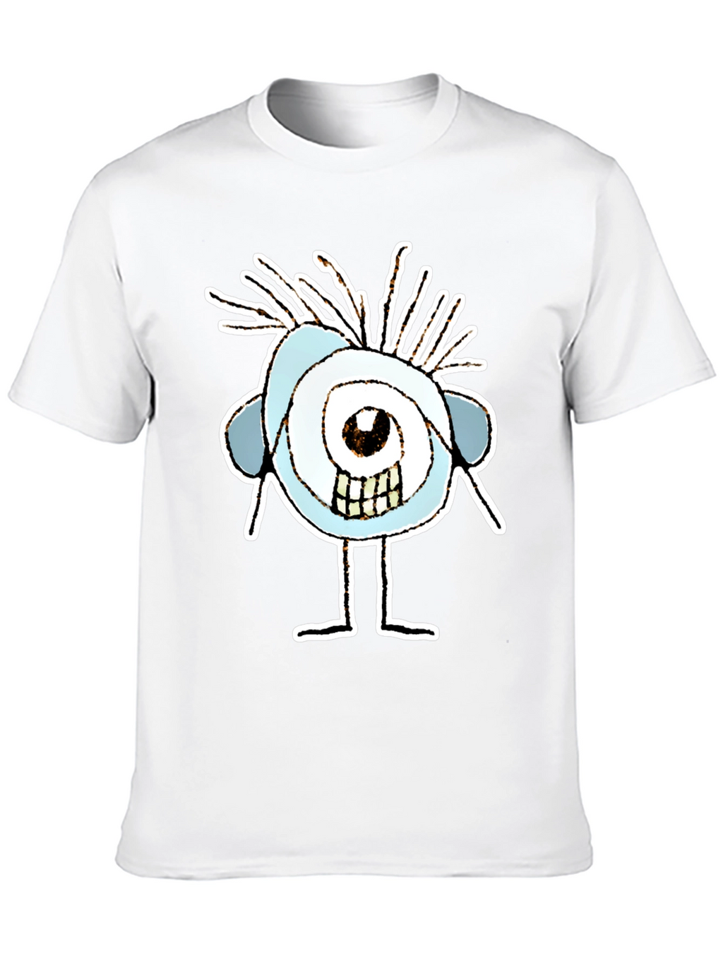 Abstract Eye Cartoon Graphic Black T-Shirt