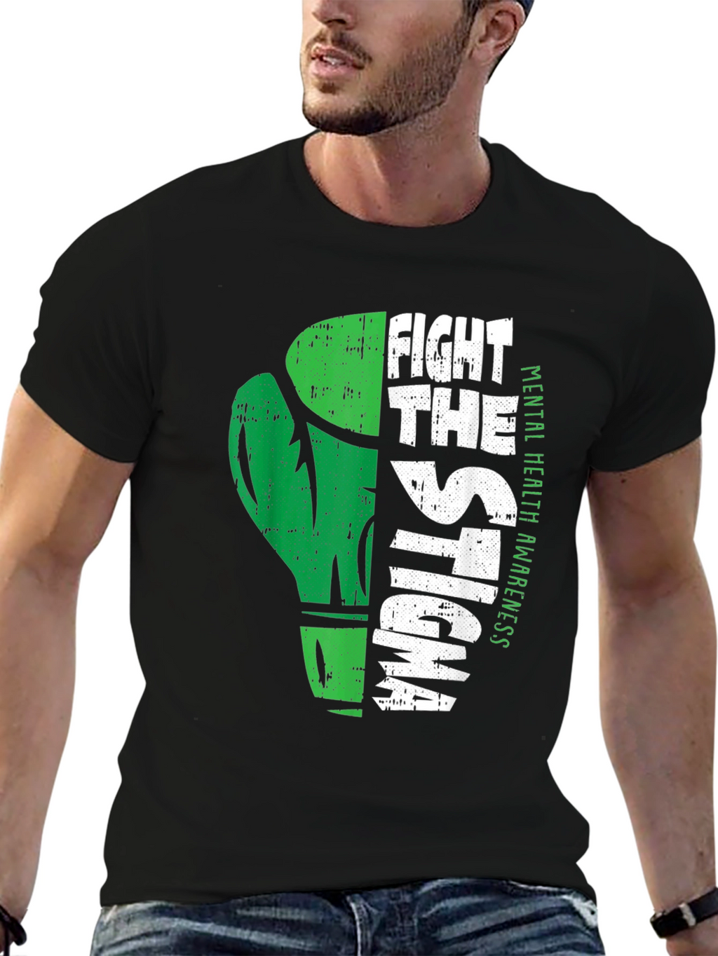 Fight The Stigma Mental Health Awareness Black T-Shirt