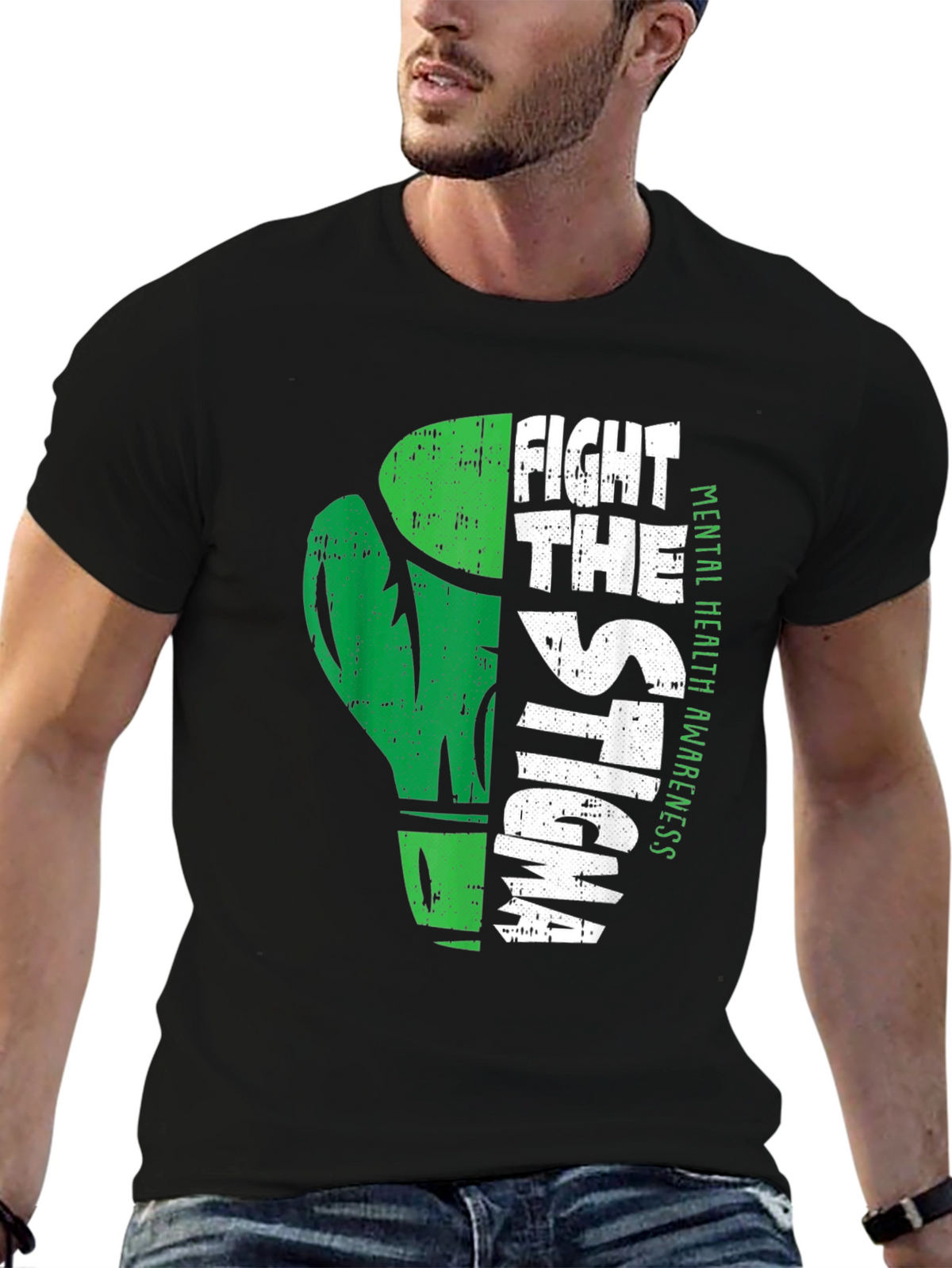Fight The Stigma Mental Health Awareness Black T-Shirt