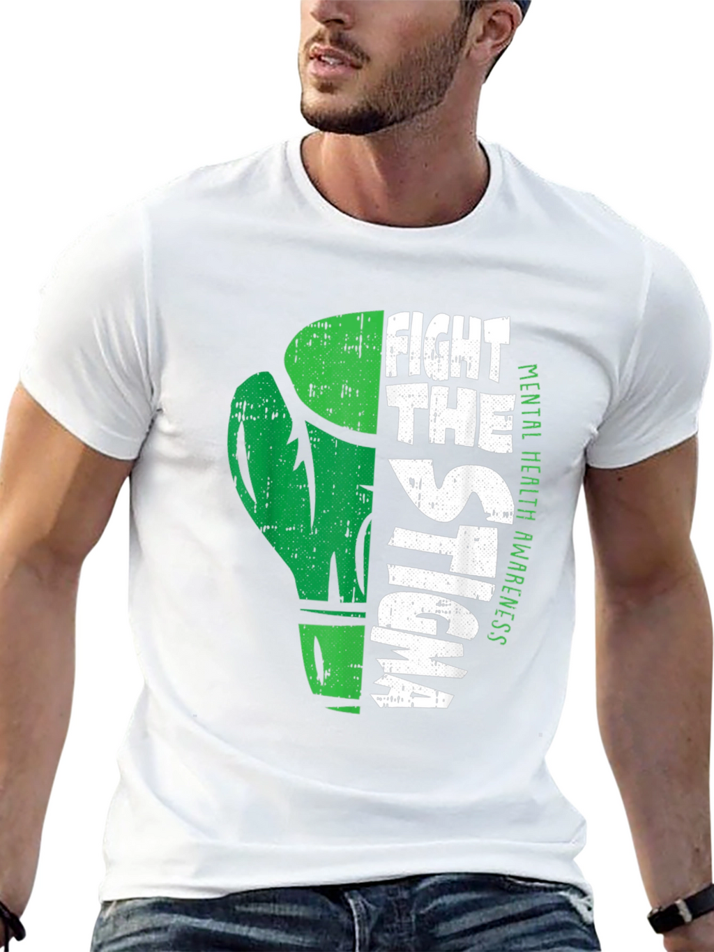 Fight The Stigma Mental Health Awareness Black T-Shirt