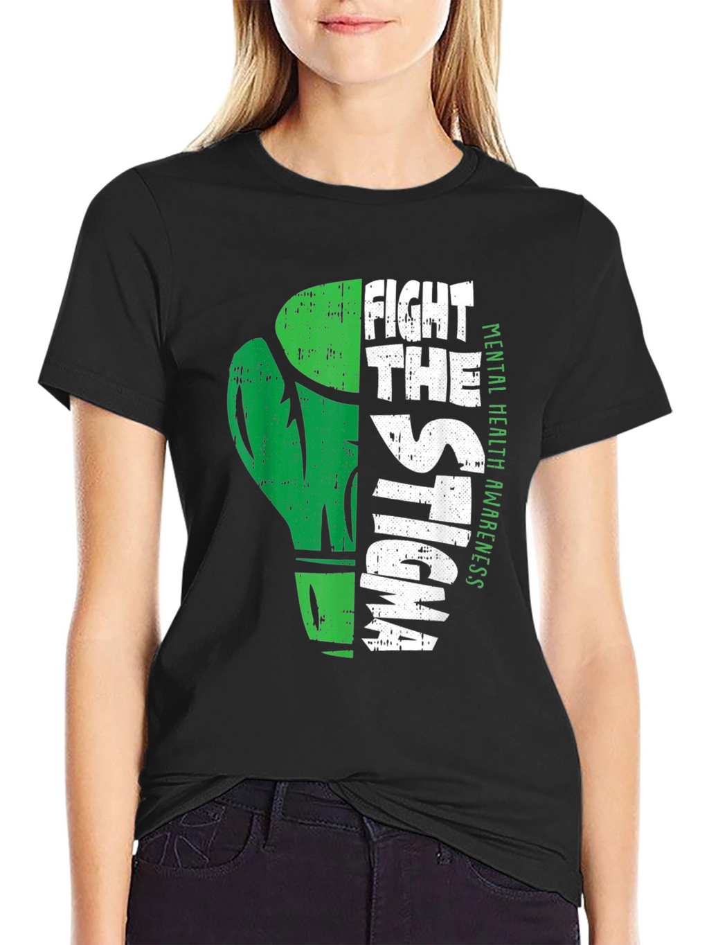 Fight The Stigma Mental Health Awareness Black T-Shirt