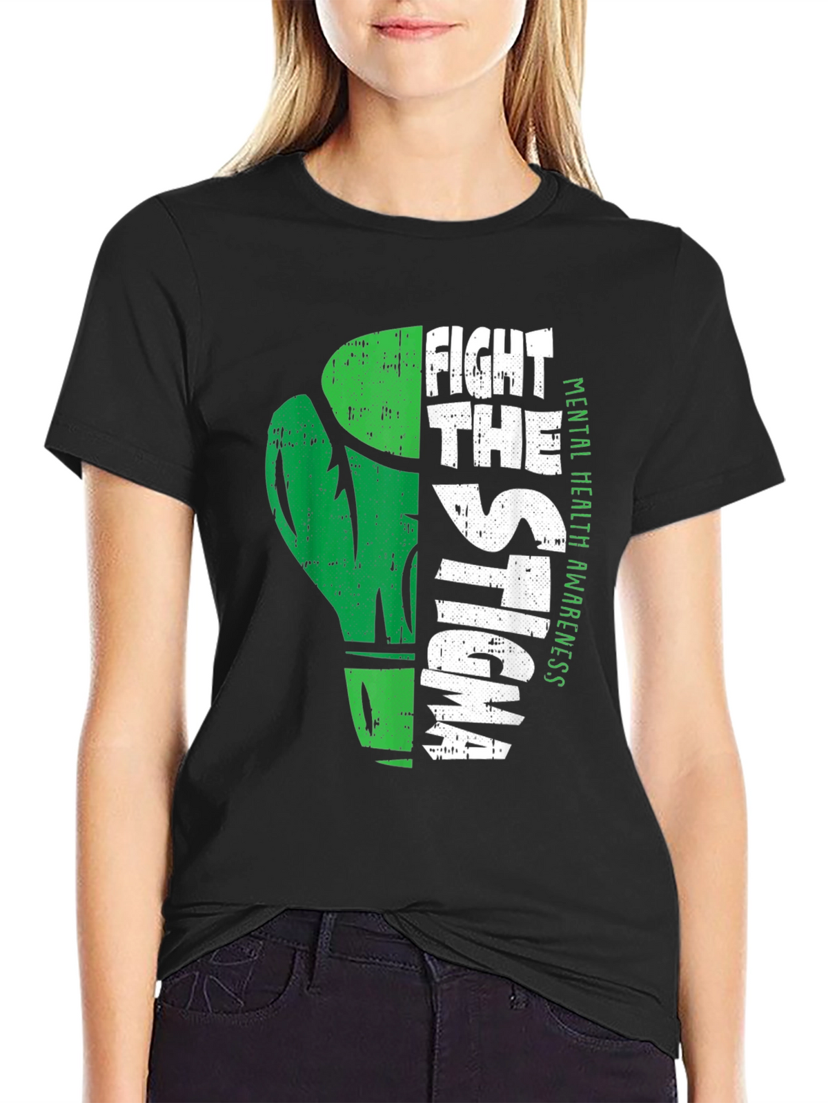 Fight The Stigma Mental Health Awareness Black T-Shirt