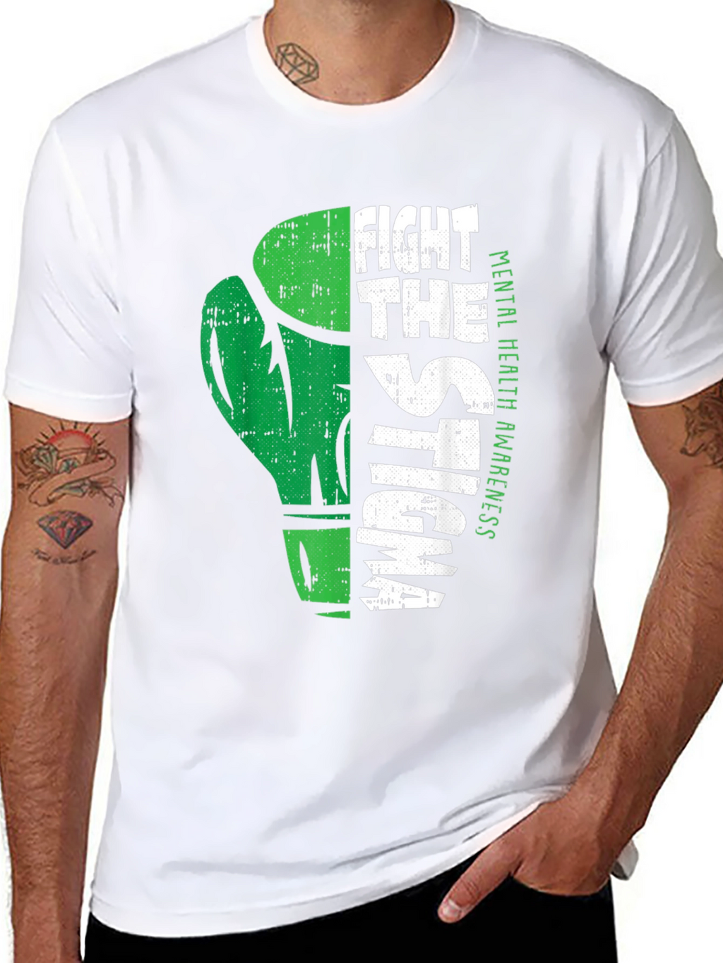 Fight The Stigma Mental Health Awareness Black T-Shirt