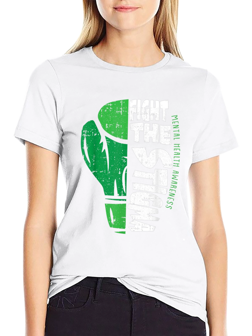 Fight The Stigma Mental Health Awareness Black T-Shirt