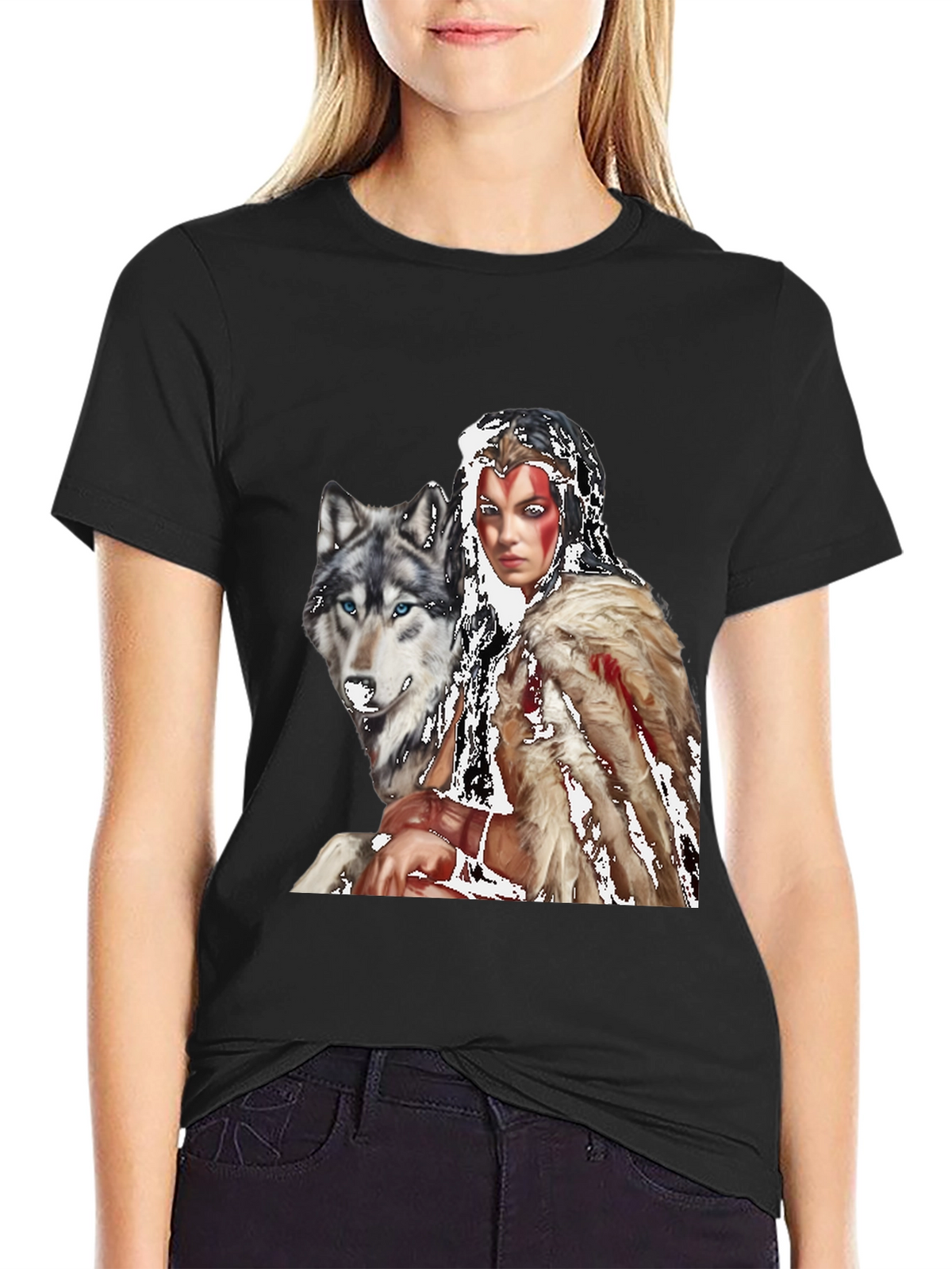 Wolf & Warrior T-Shirt - Black