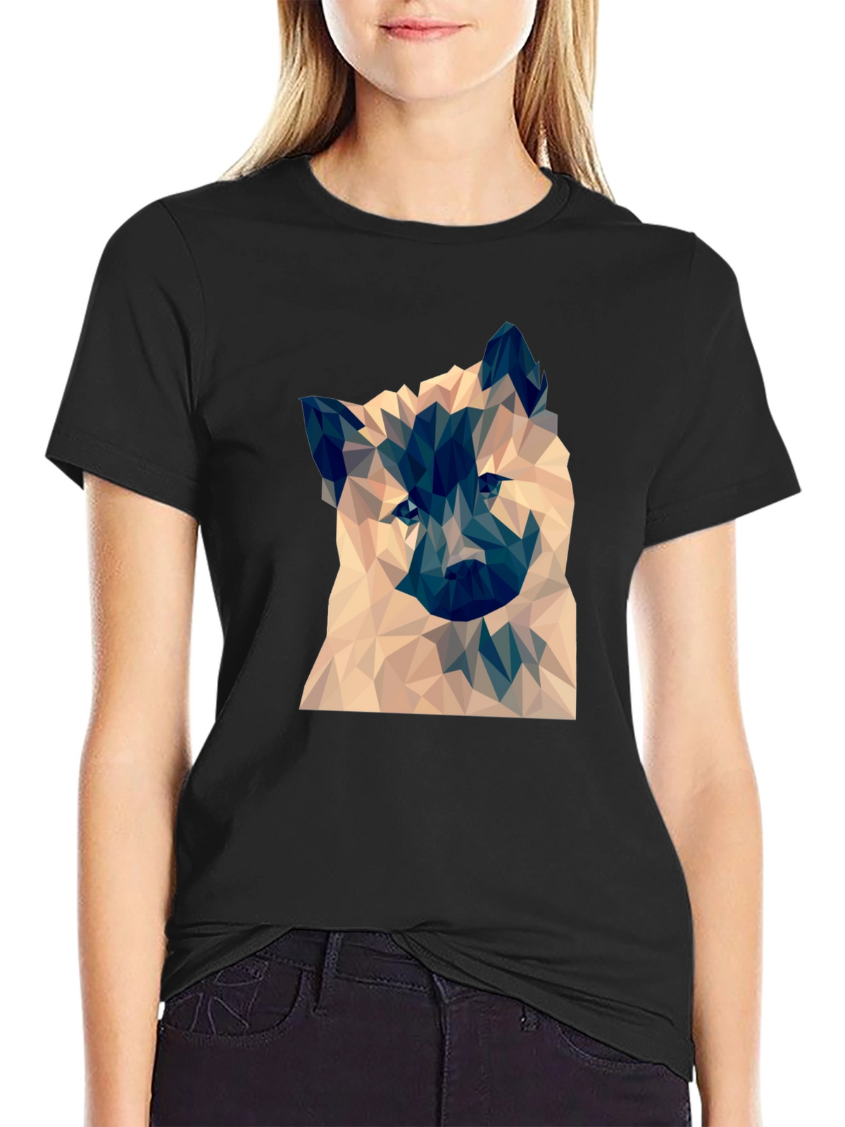 Geometric Dog Graphic Tee - Black