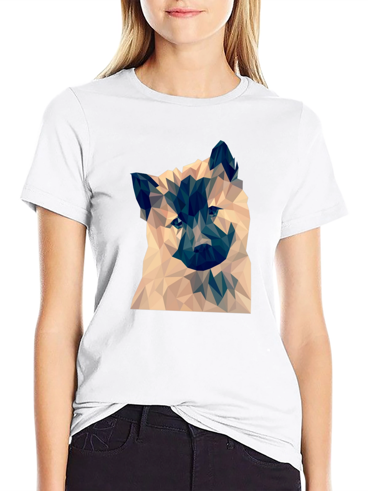 Geometric Dog Graphic Tee - Black
