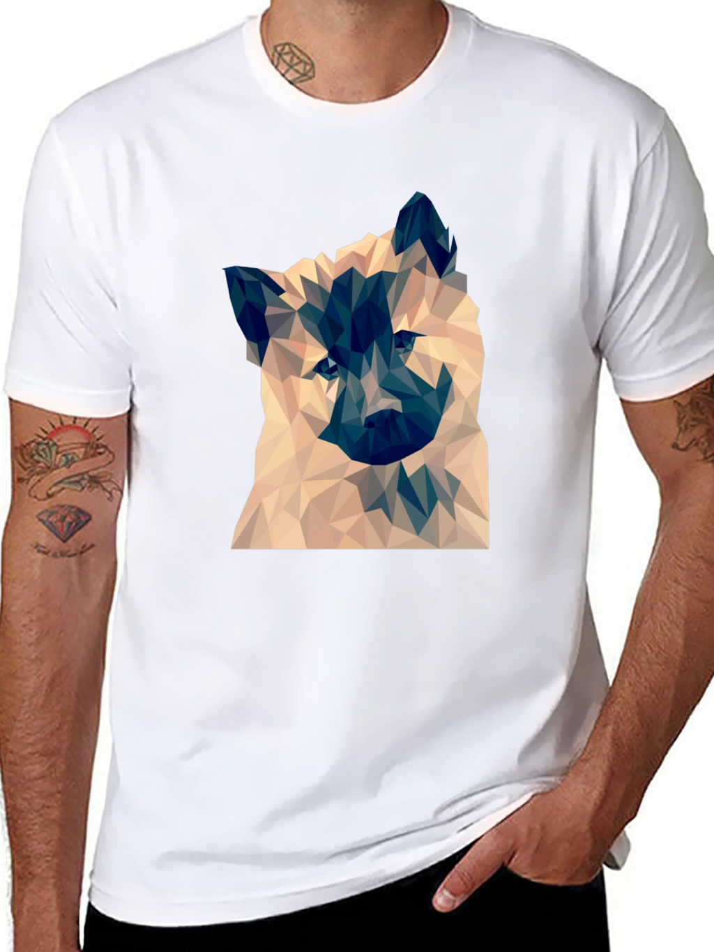 Geometric Dog Graphic Tee - Black