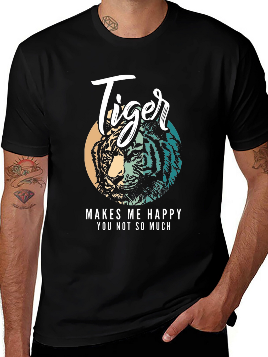 Tiger Graphic Tee - Makes Me Happy Black Shirt