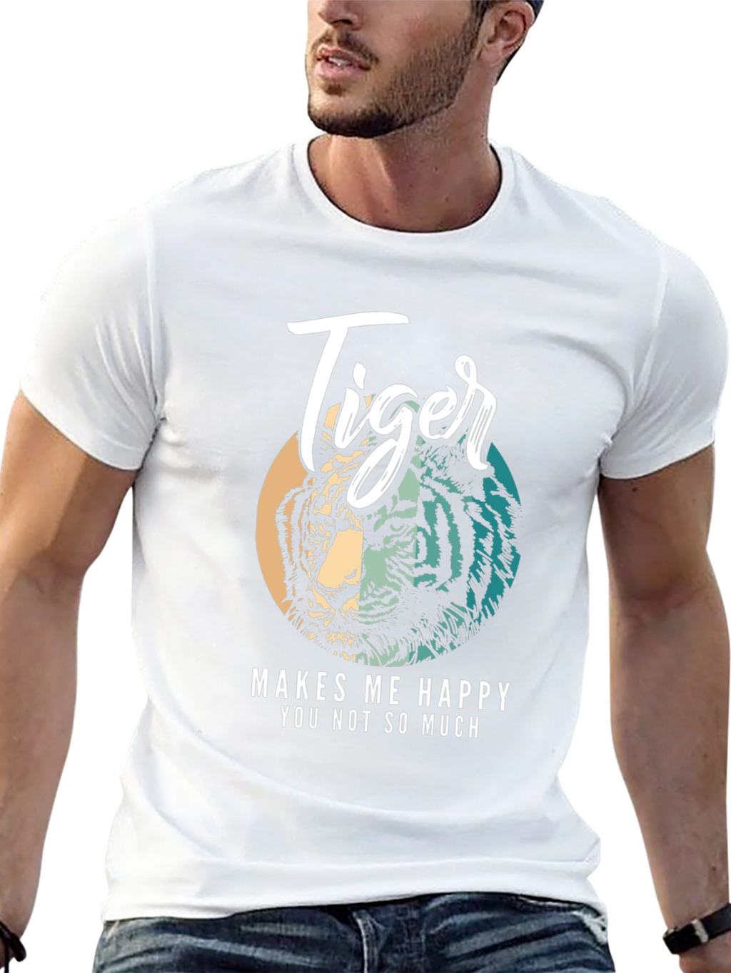 Tiger Graphic Tee - Makes Me Happy Black Shirt