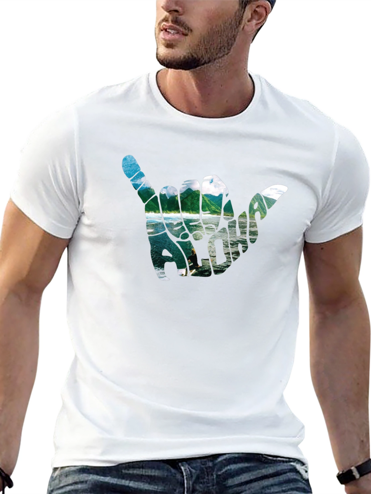 Aloha Shaka Hand Graphic T-Shirt - Casual Black Tee