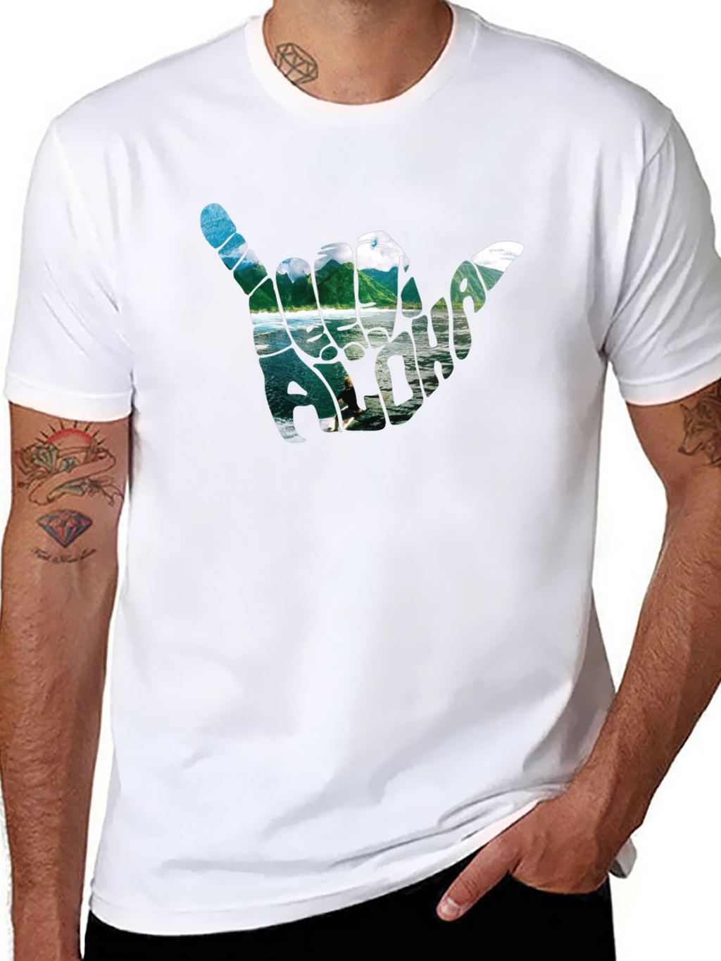 Aloha Shaka Hand Graphic T-Shirt - Casual Black Tee