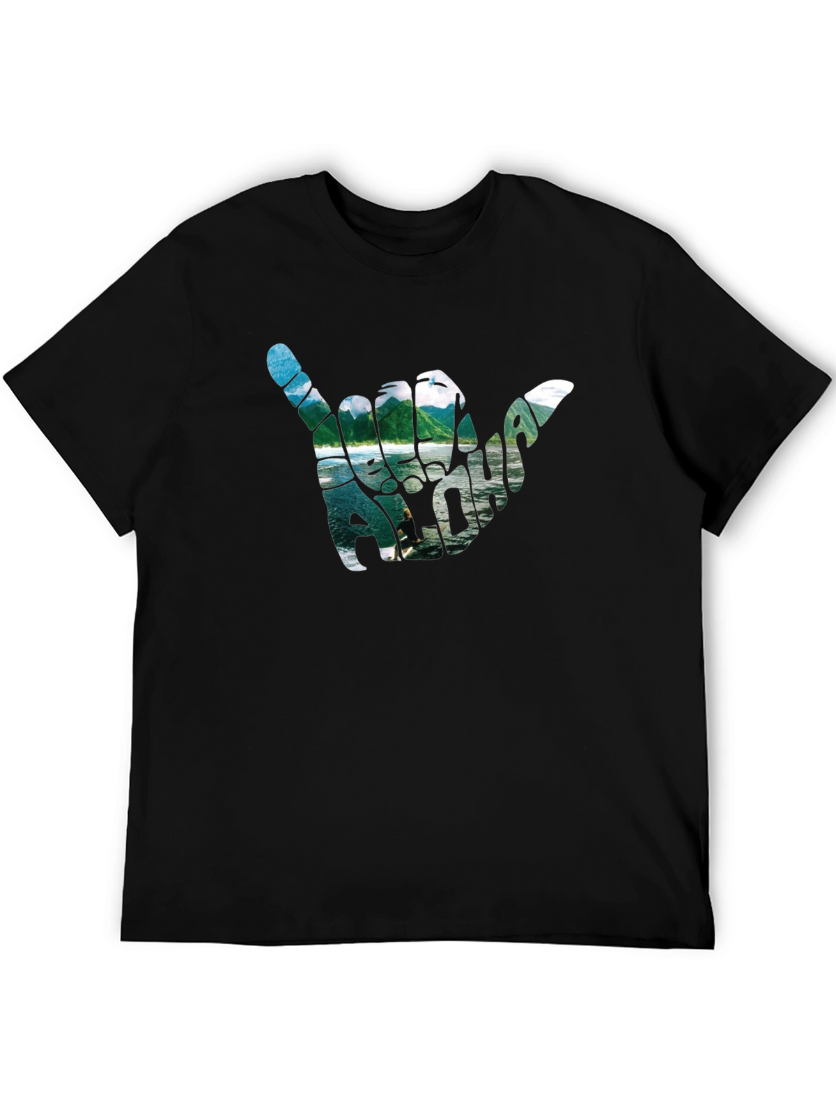 Aloha Shaka Hand Graphic T-Shirt - Casual Black Tee