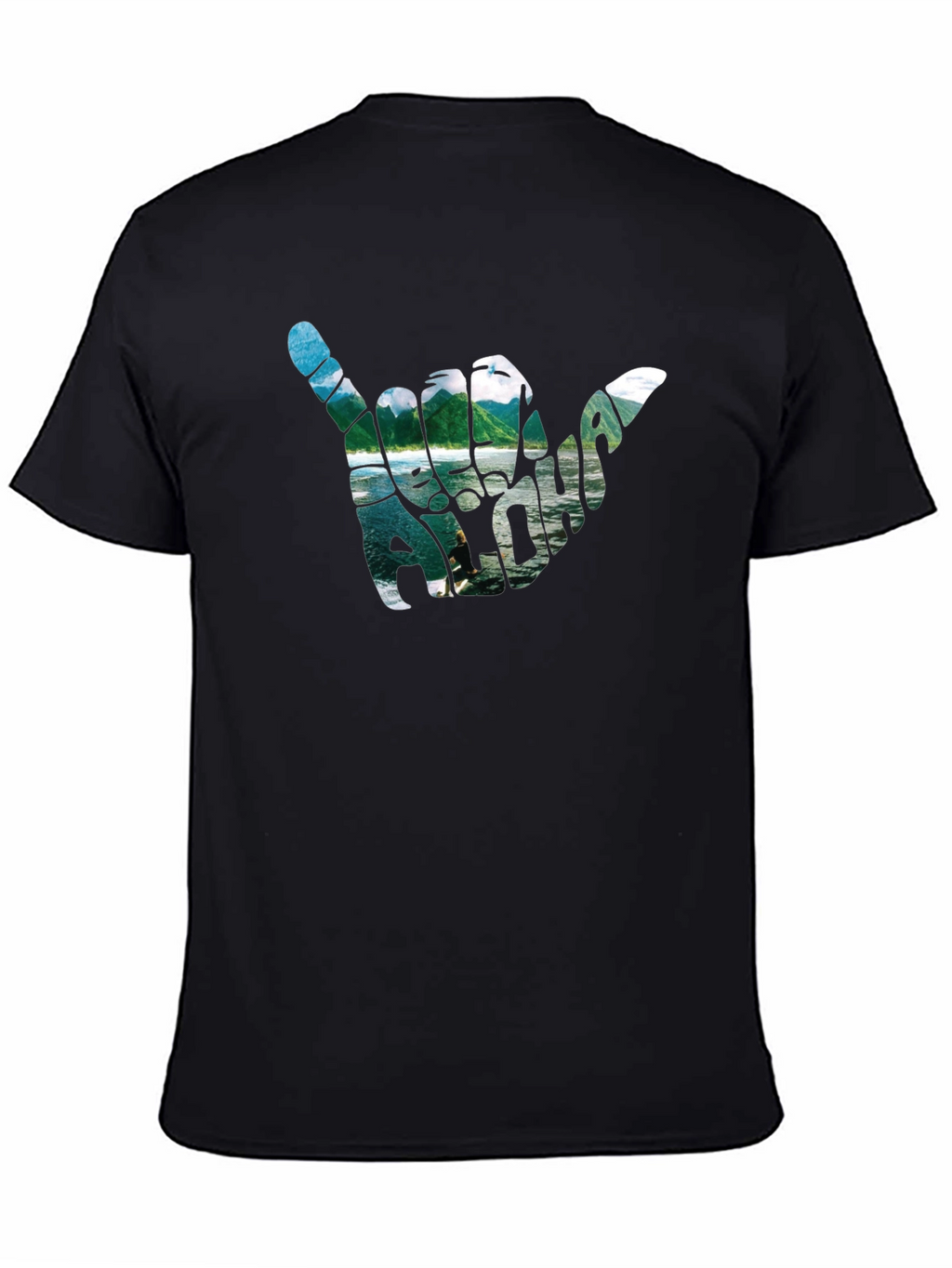 Aloha Shaka Hand Graphic T-Shirt - Casual Black Tee