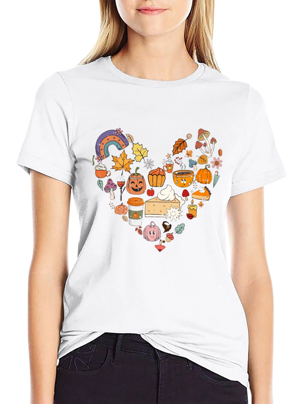 Fall Theme Heart Graphic T-Shirt