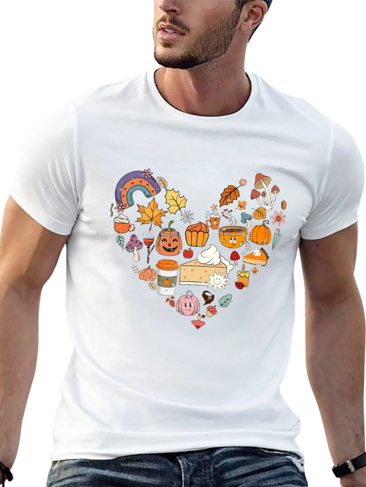 Fall Theme Heart Graphic T-Shirt