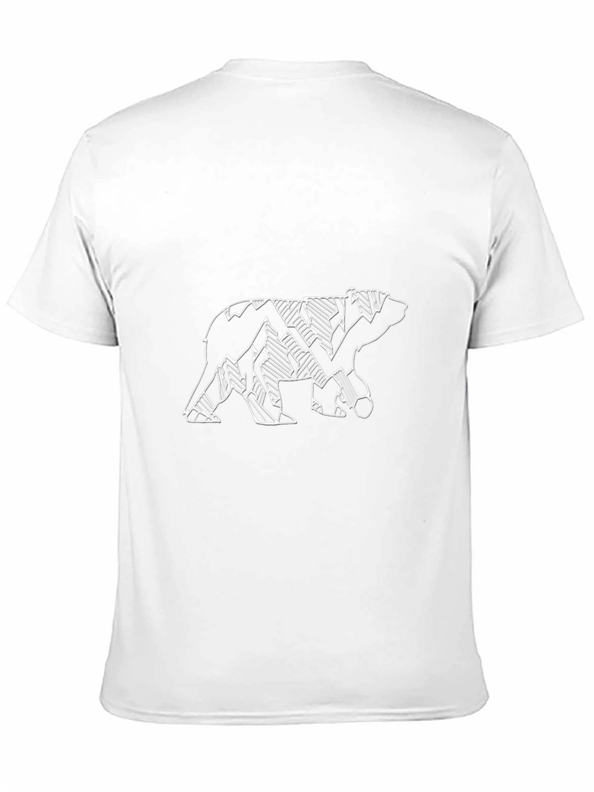 Geometric Bear Graphic Tee - Black Cotton Casual Top