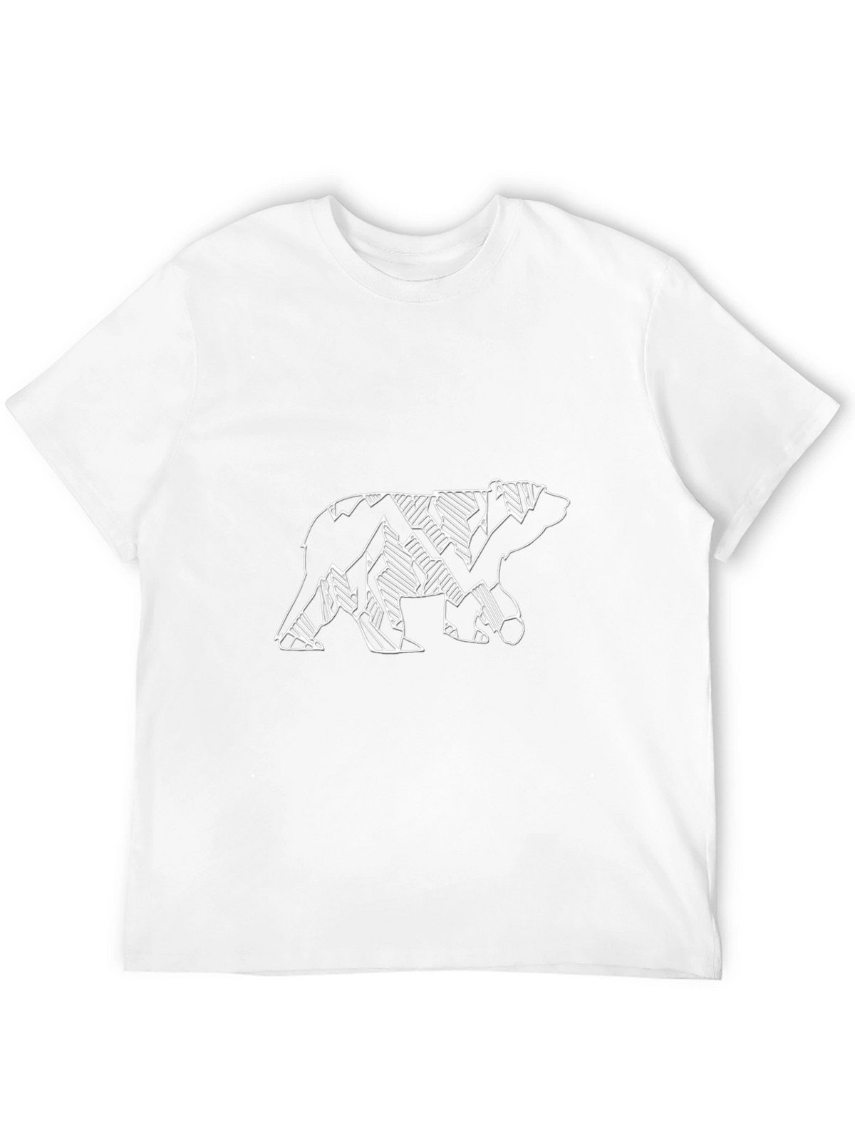 Geometric Bear Graphic Tee - Black Cotton Casual Top