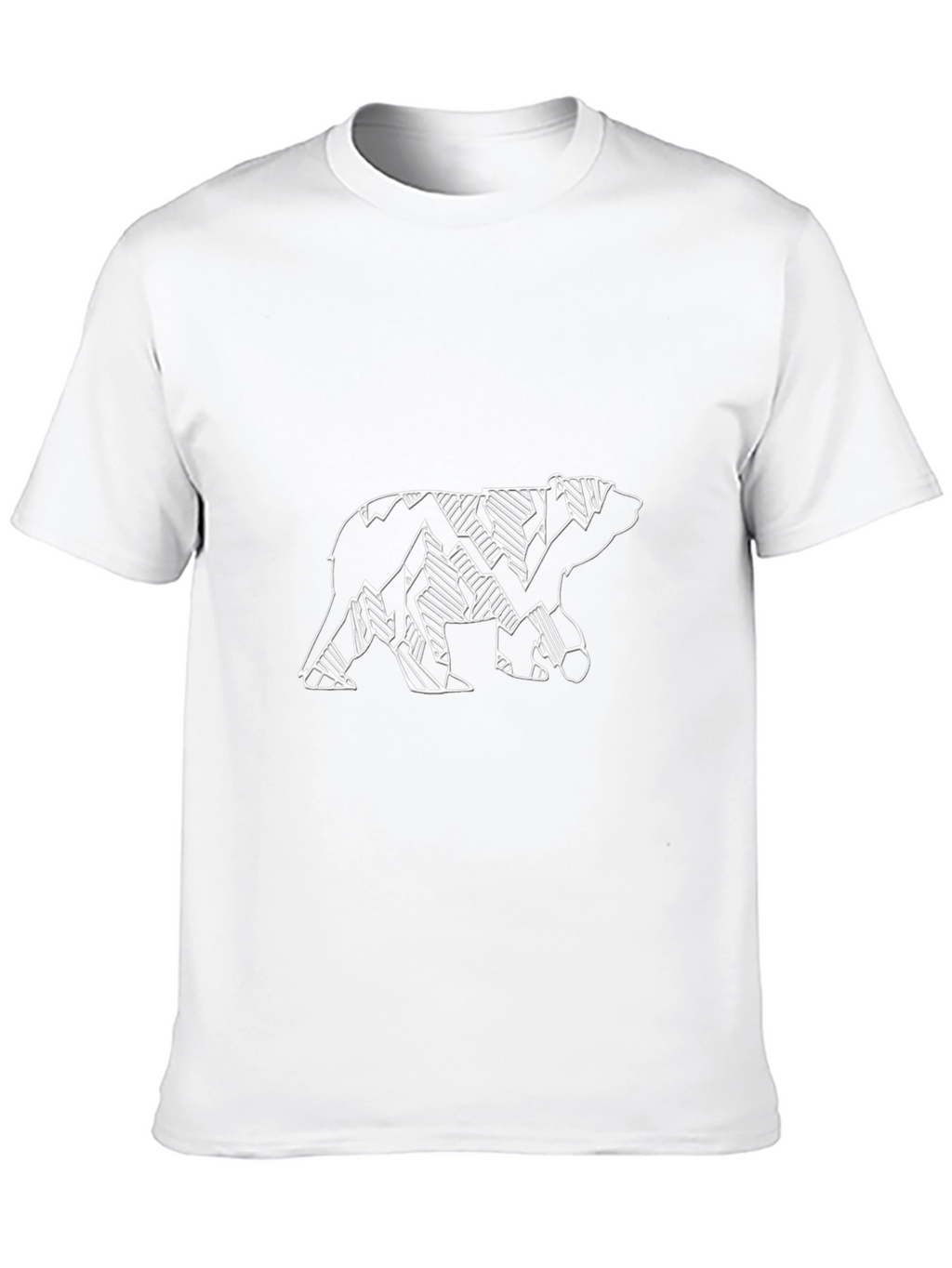 Geometric Bear Graphic Tee - Black Cotton Casual Top