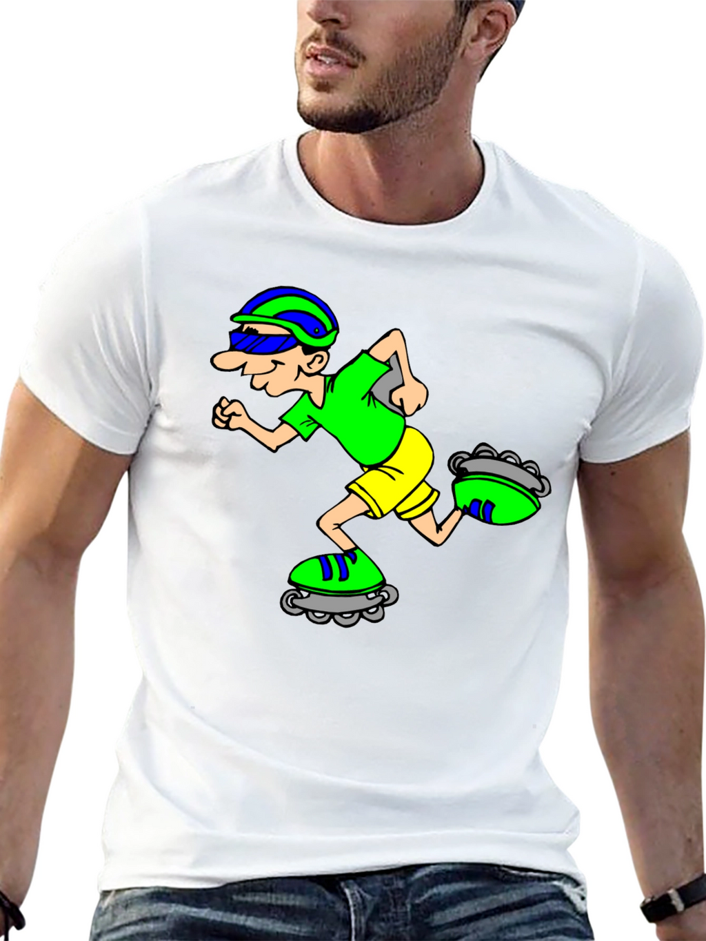 Cartoon Inline Skater Graphic Tee - Black