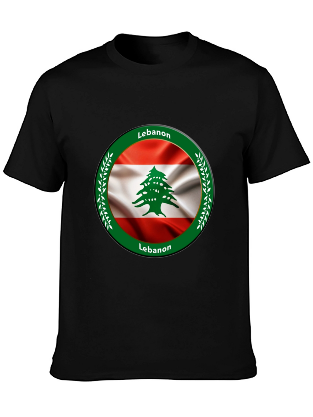Lebanon Flag Graphic Black T-Shirt