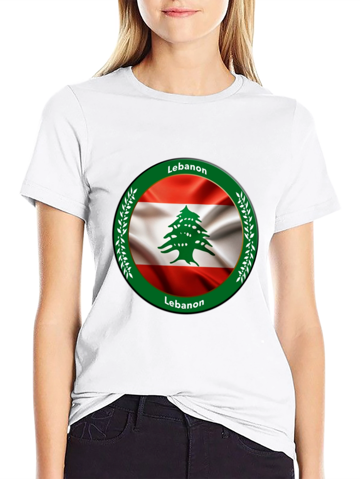 Lebanon Flag Graphic Black T-Shirt