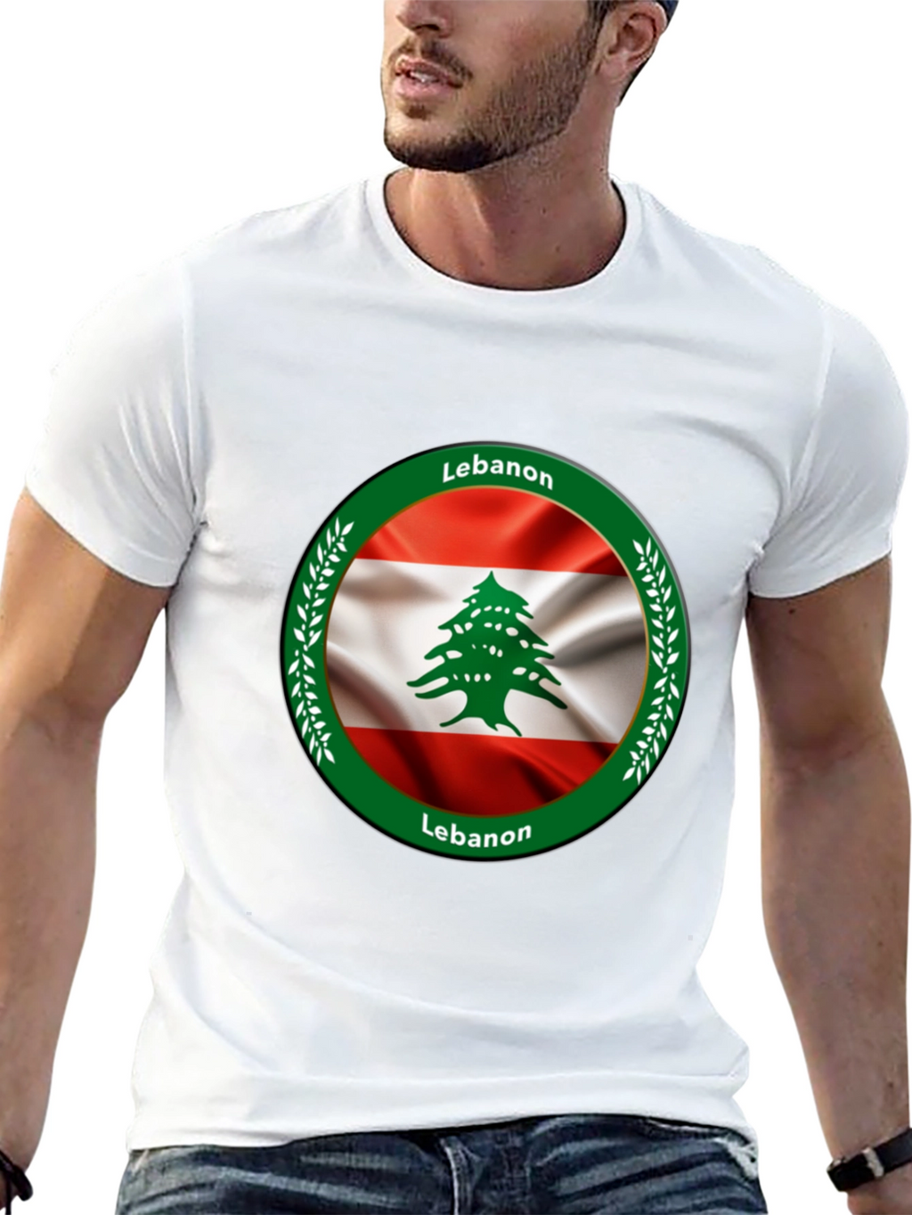 Lebanon Flag Graphic Black T-Shirt