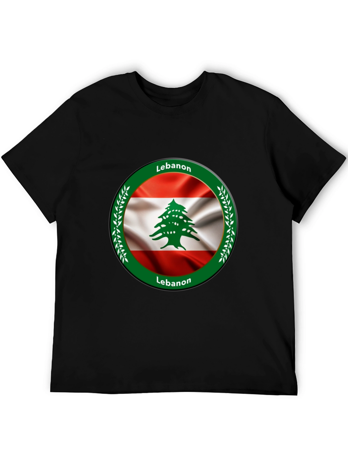 Lebanon Flag Graphic Black T-Shirt
