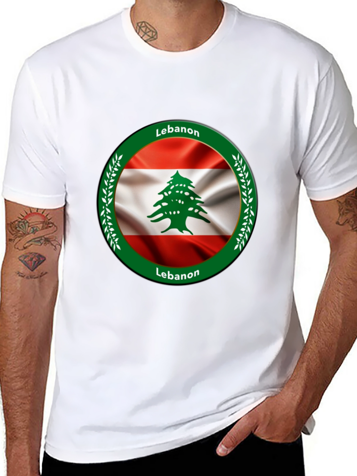 Lebanon Flag Graphic Black T-Shirt