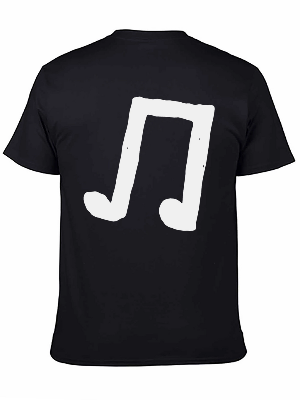 Mens Black T-Shirt with White Music Note Graphic